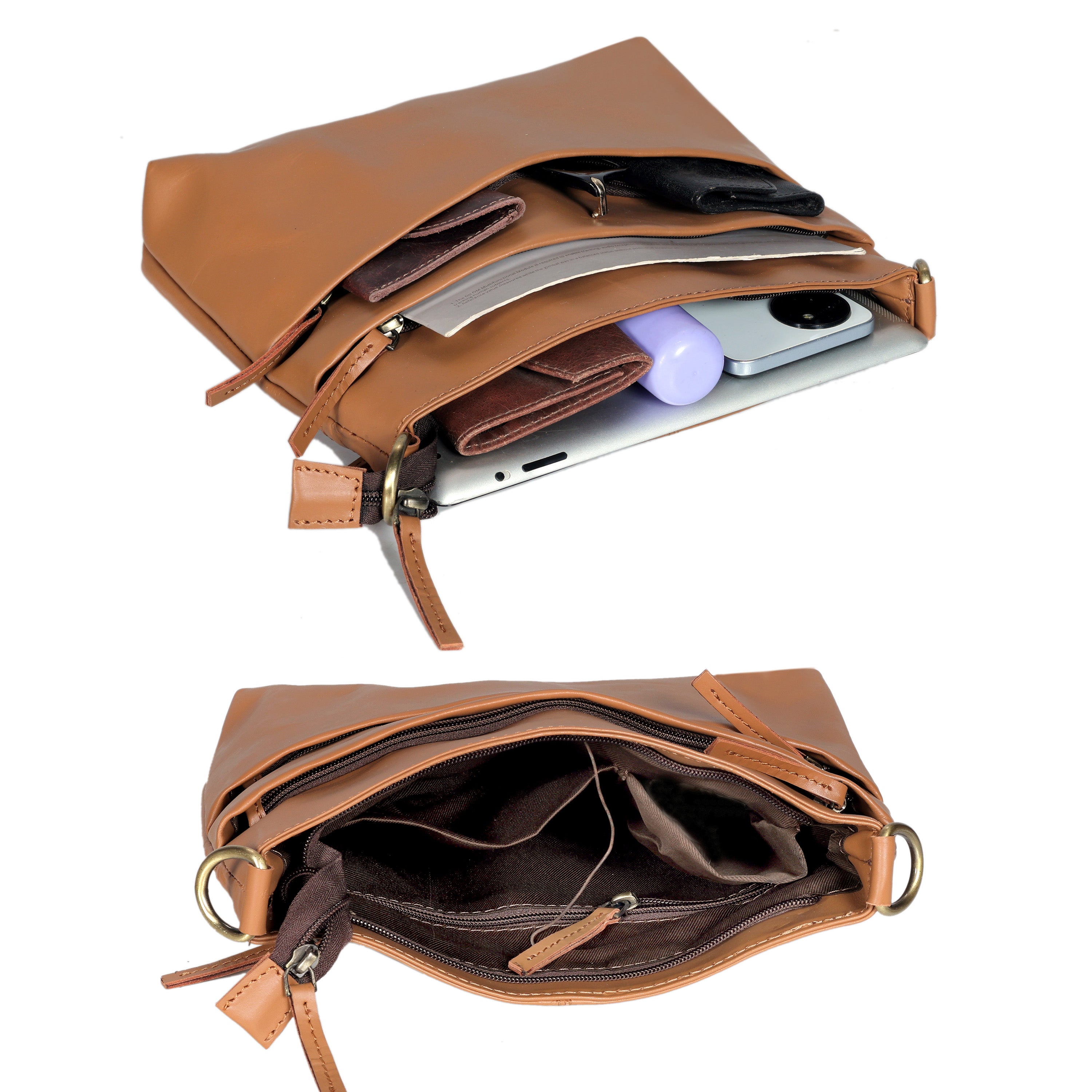Bailey Tan Leather Crossbody Bag