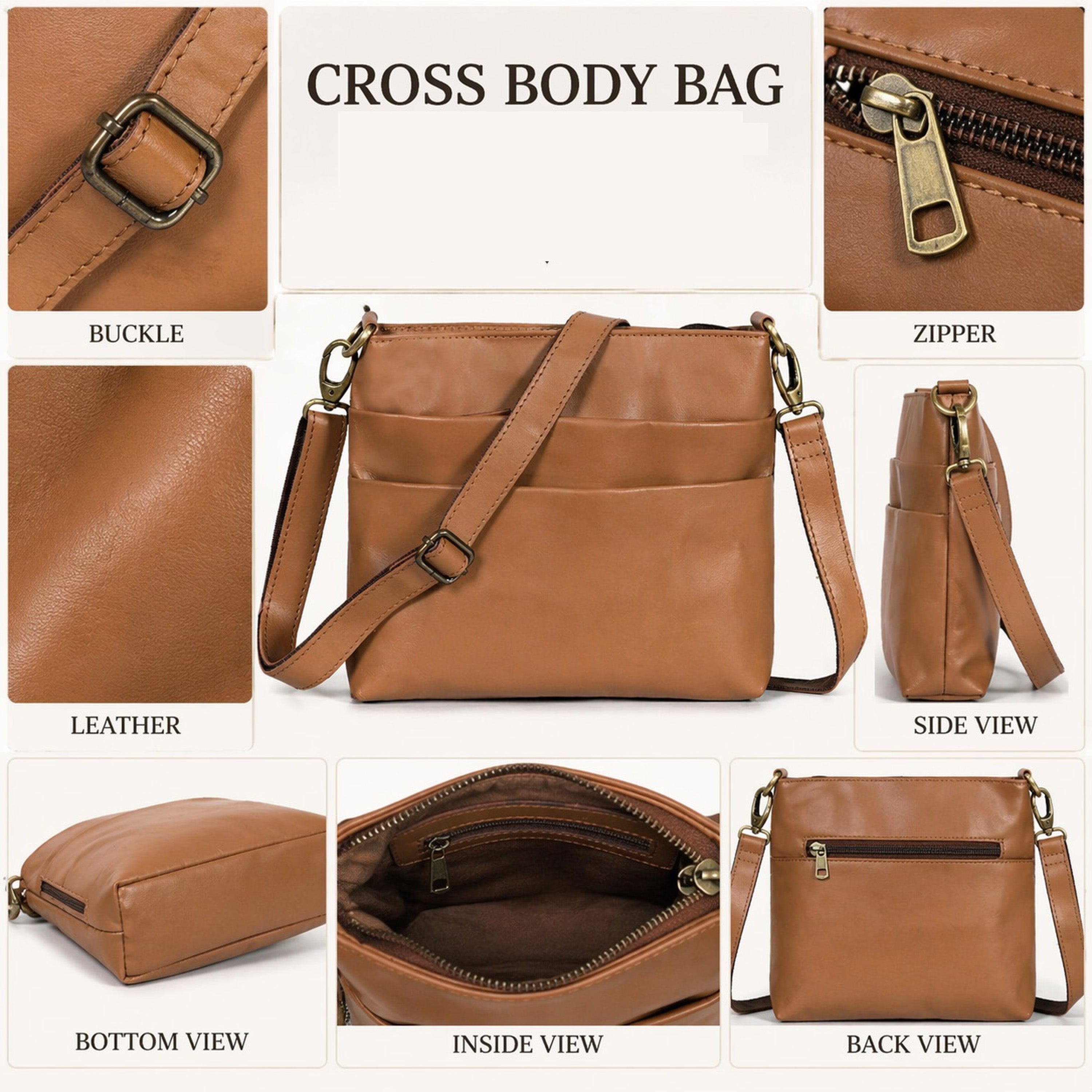 Bailey Tan Leather Crossbody Bag