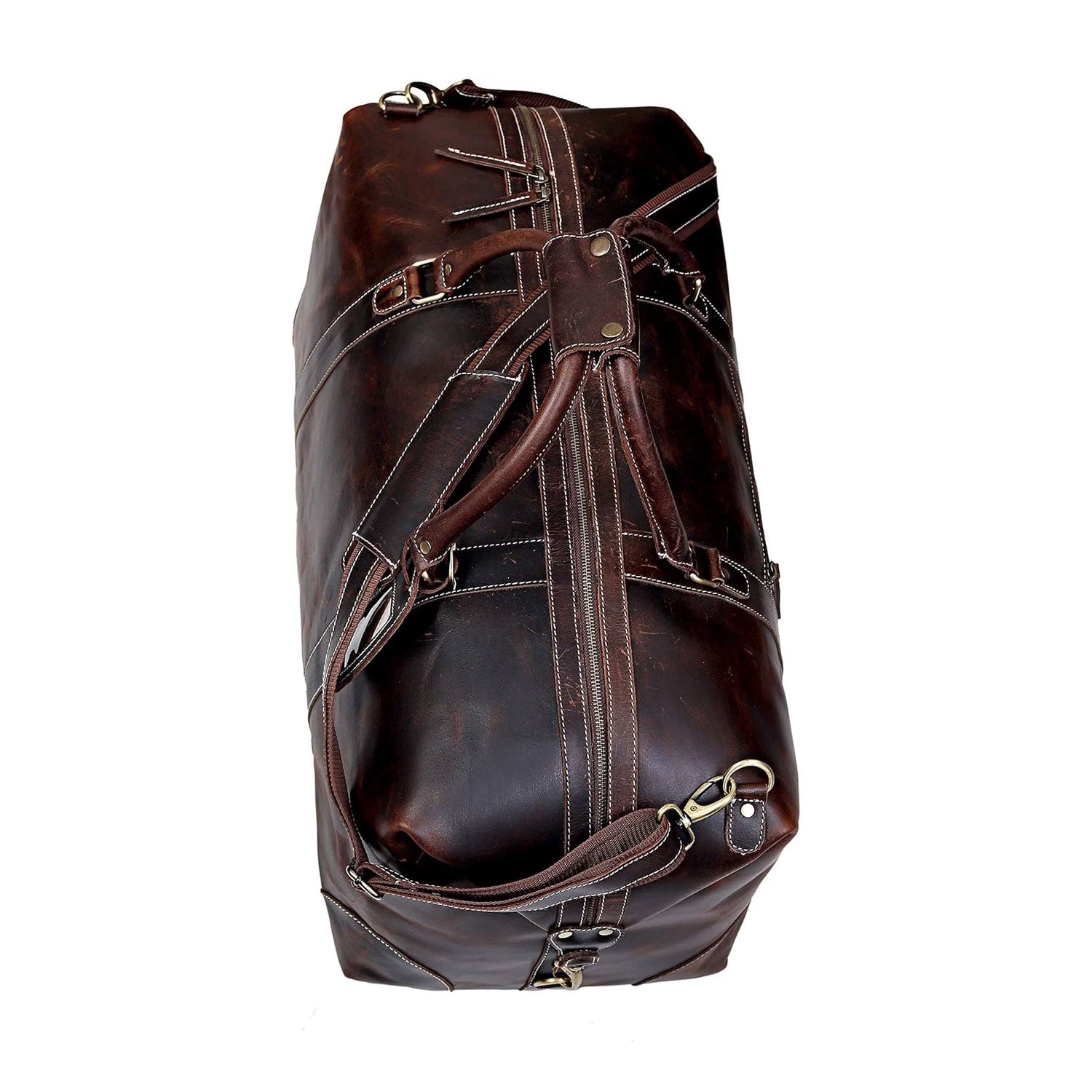 Voyager Buffalo Leather Travel Duffel Bag - Retro Brown