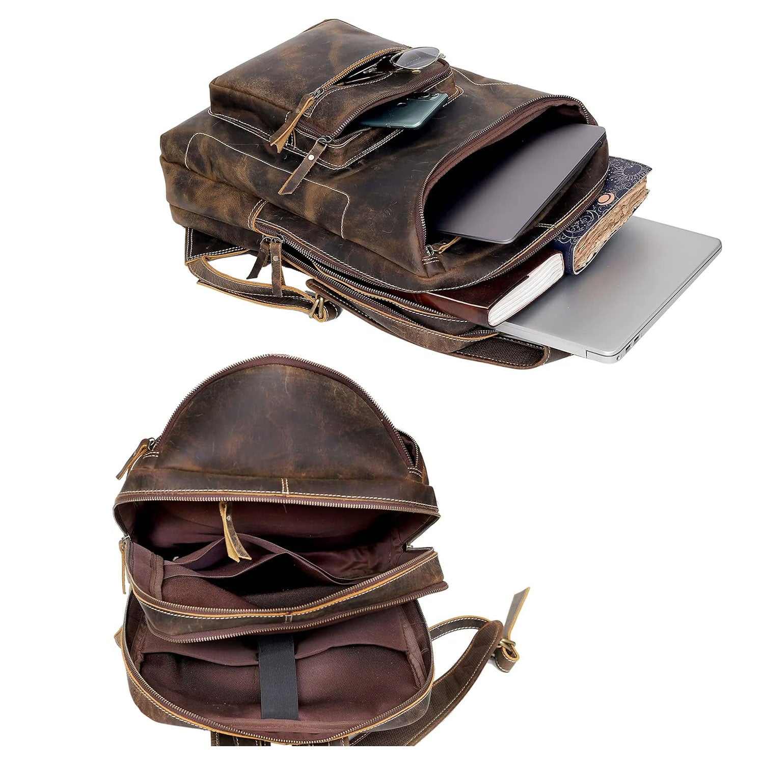 Portland Leather Laptop Backpack - Vintage Brown