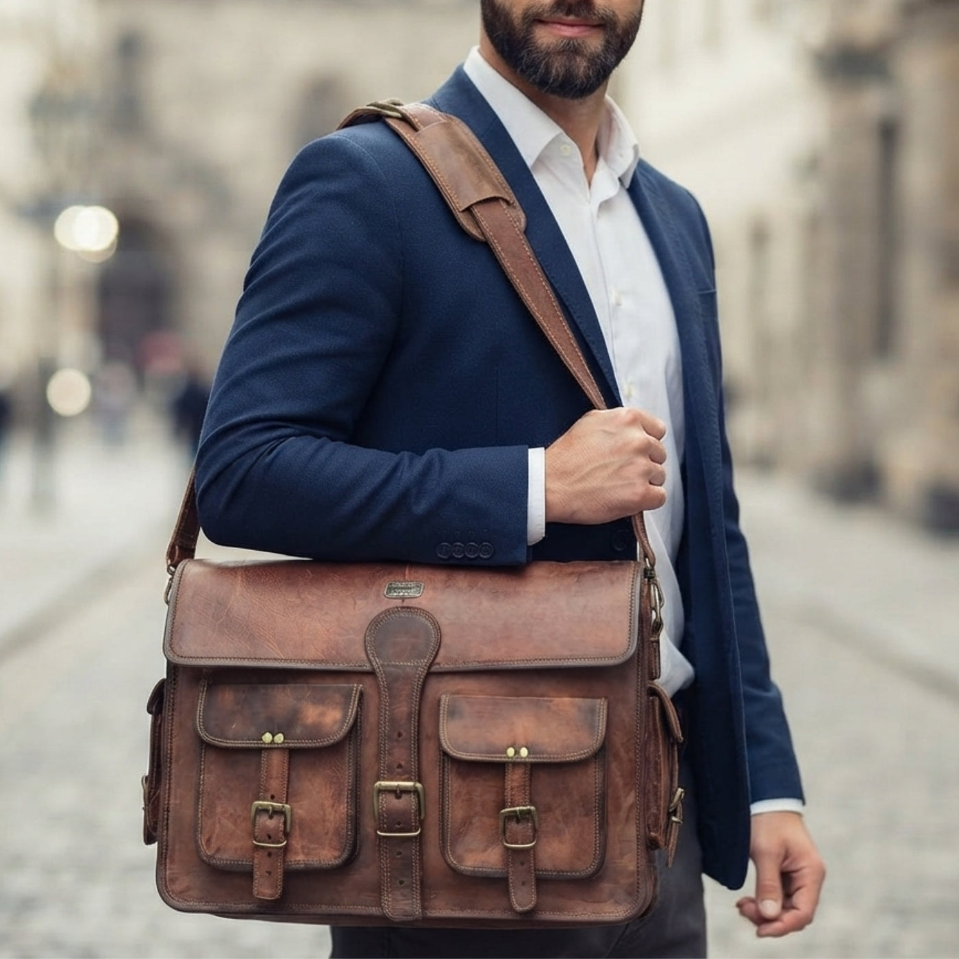 Cooper Vintage Goat Leather Messenger Bag