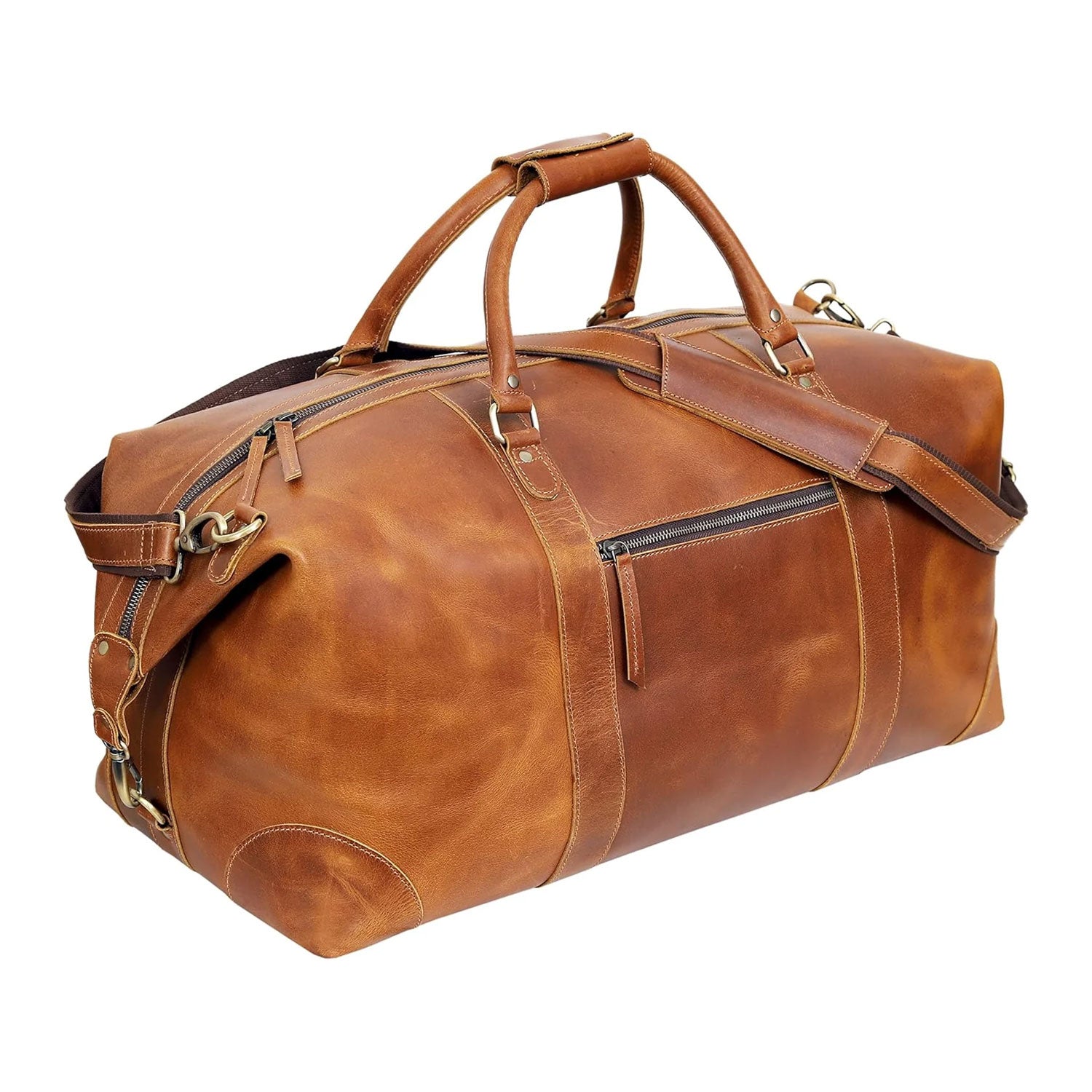 Sedona Leather Travel Duffel Bag - Tan