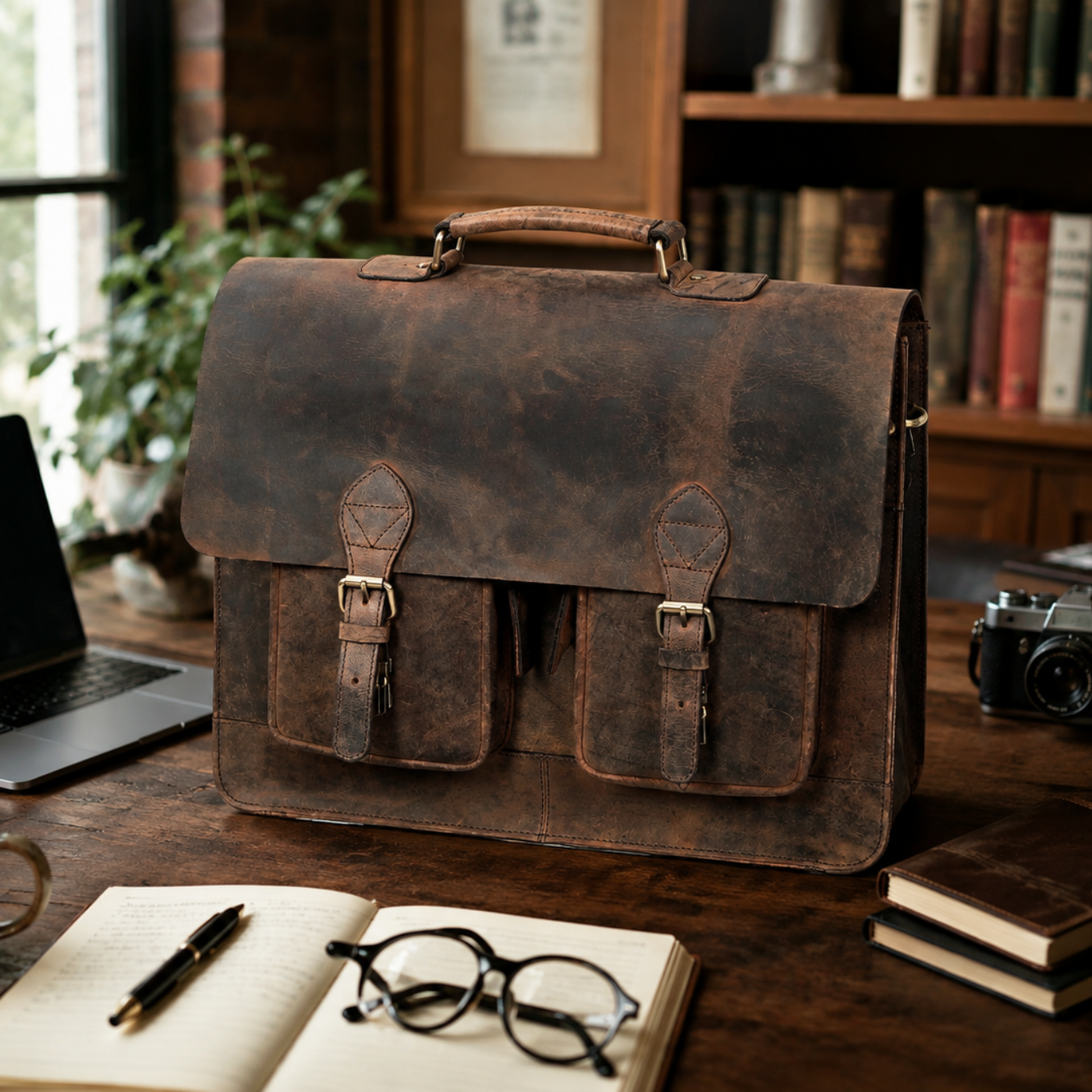 Harrison Buffalo Leather Messenger Bag