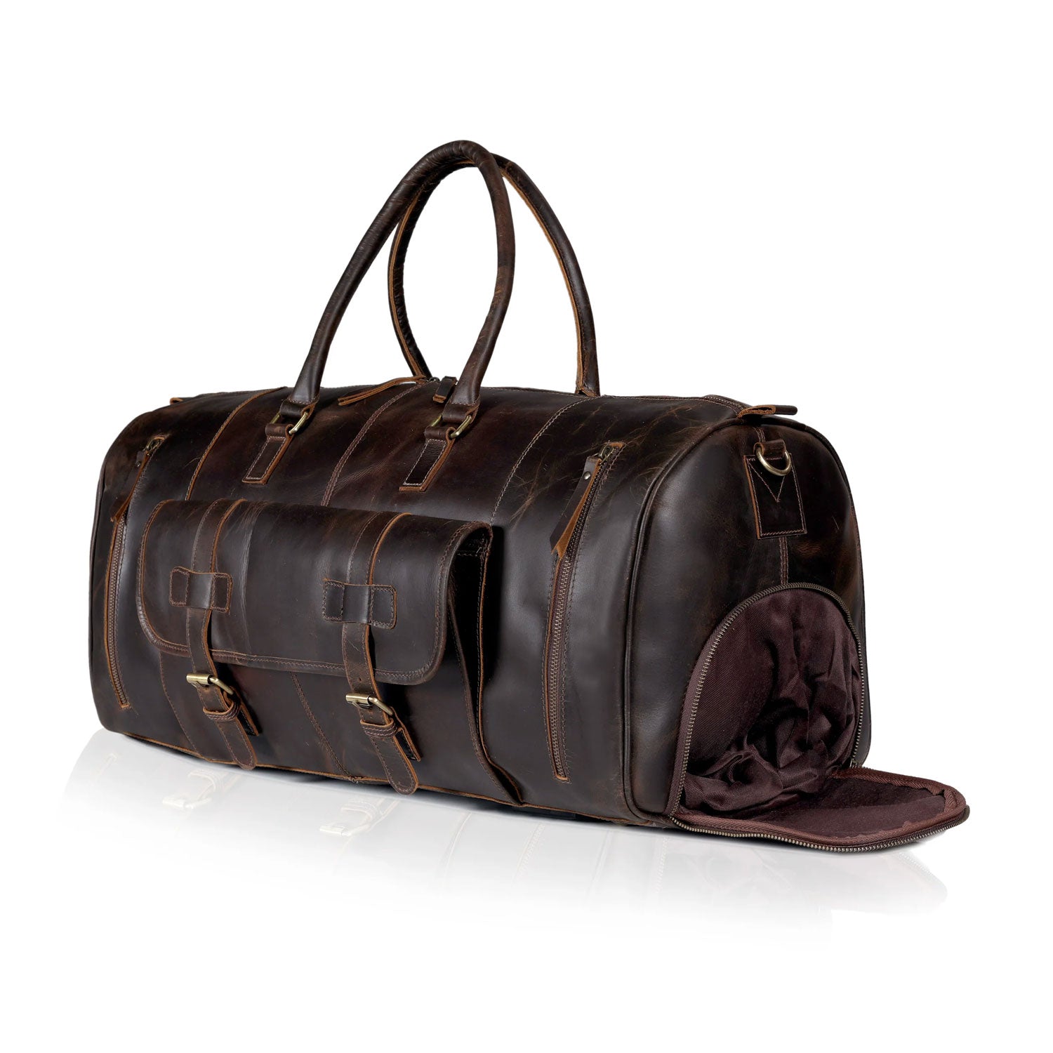 Denali Brown Shoe Leather Duffle Bag for Men