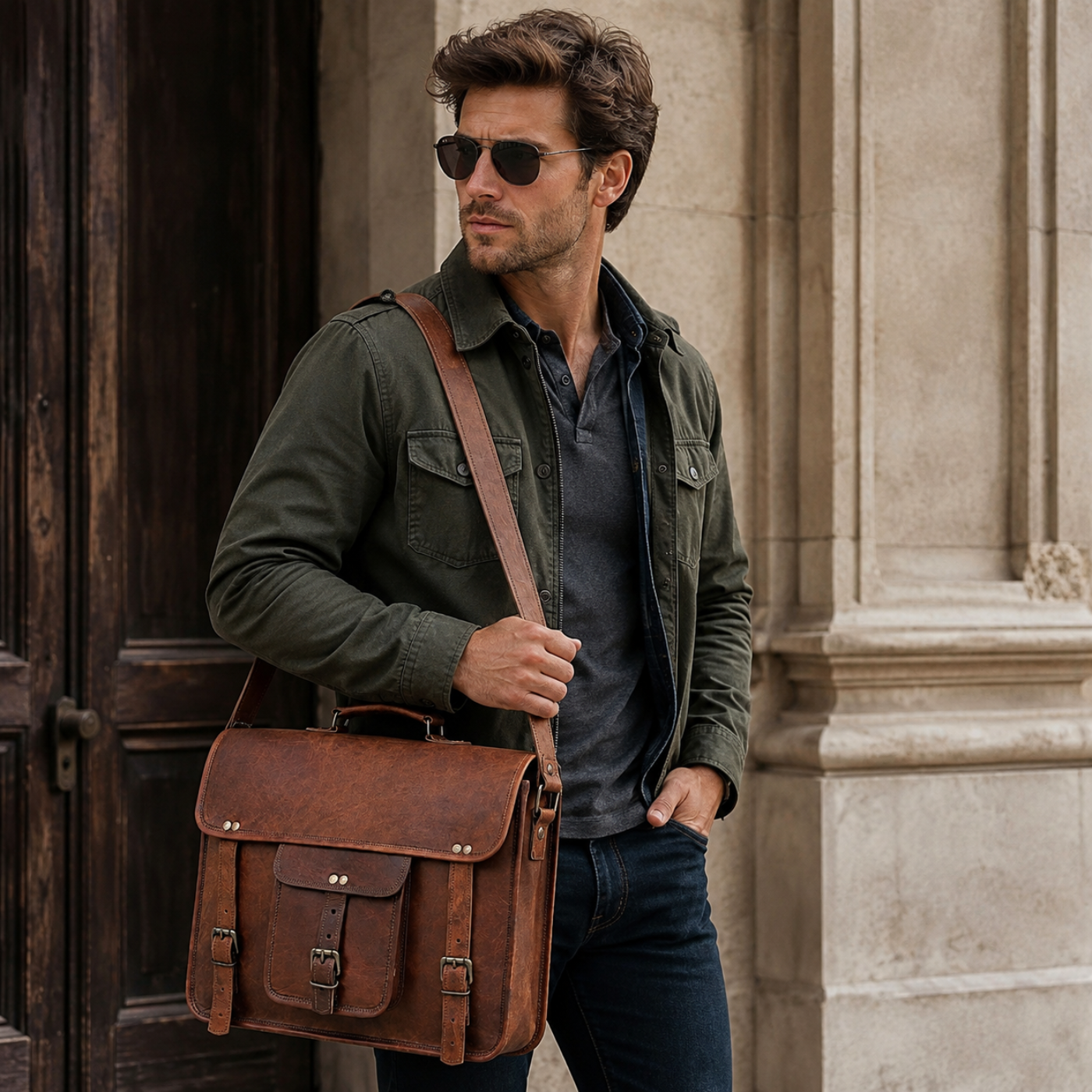 Berkeley Leather Crossbody Messenger Bag