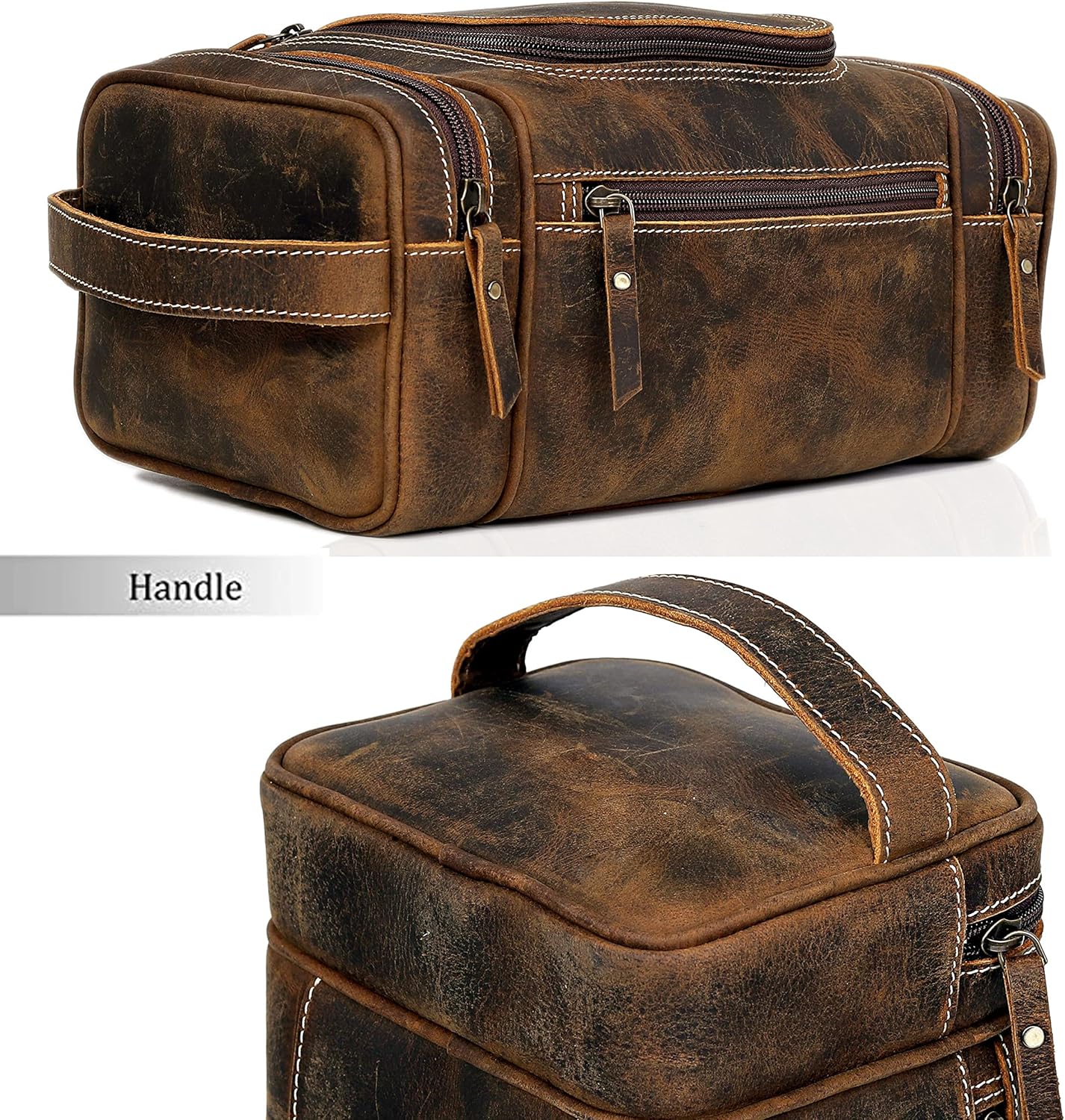 Leather Toiletry Bag for Men and Women Travel Dopp Kit Groomsmen Gift