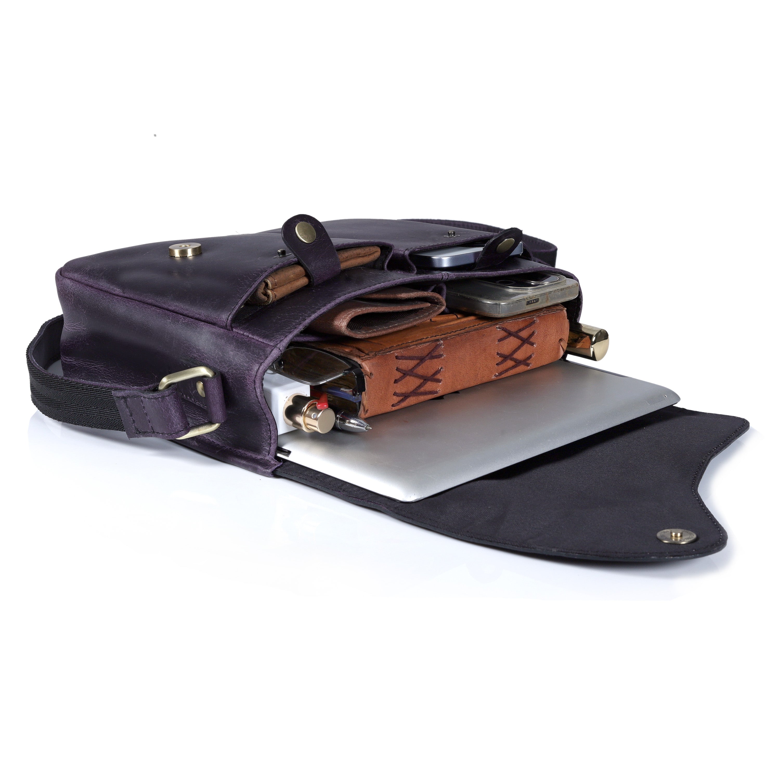 Chic Purple Leather Crossbody Bag