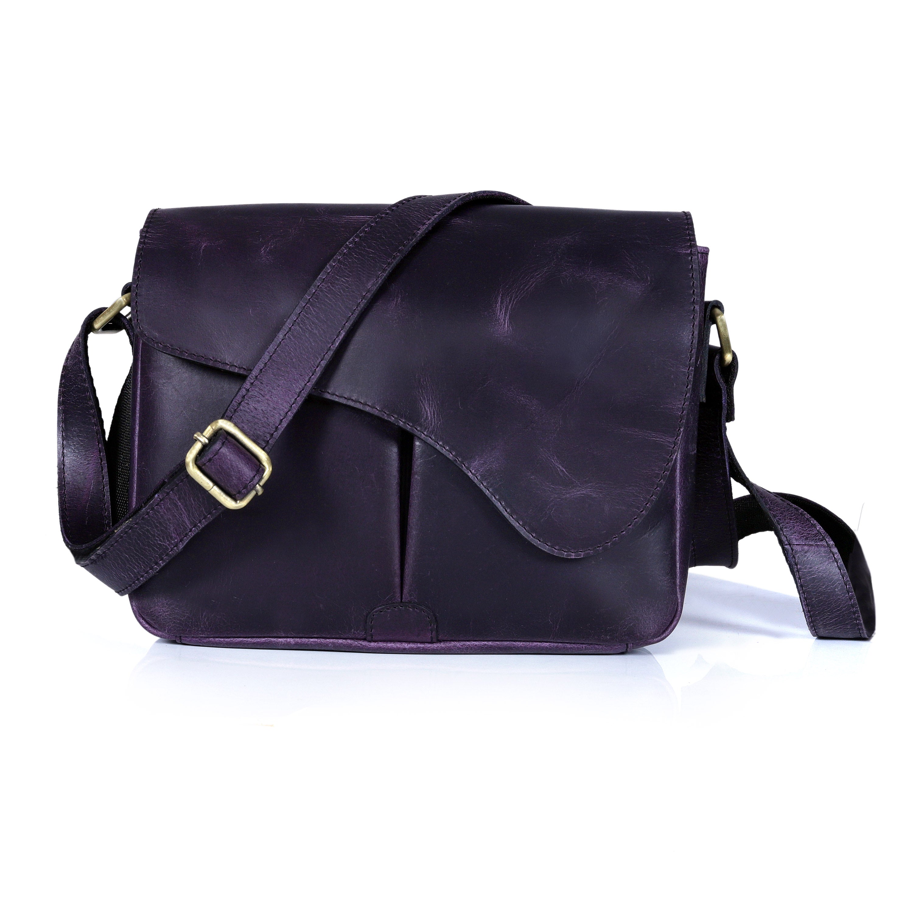 Chic Purple Leather Crossbody Bag