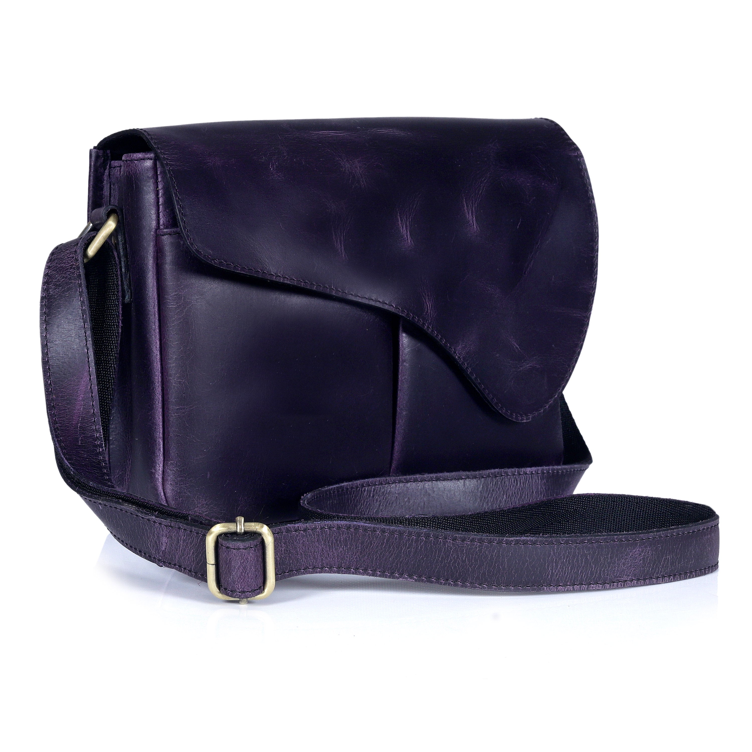 Chic Purple Leather Crossbody Bag