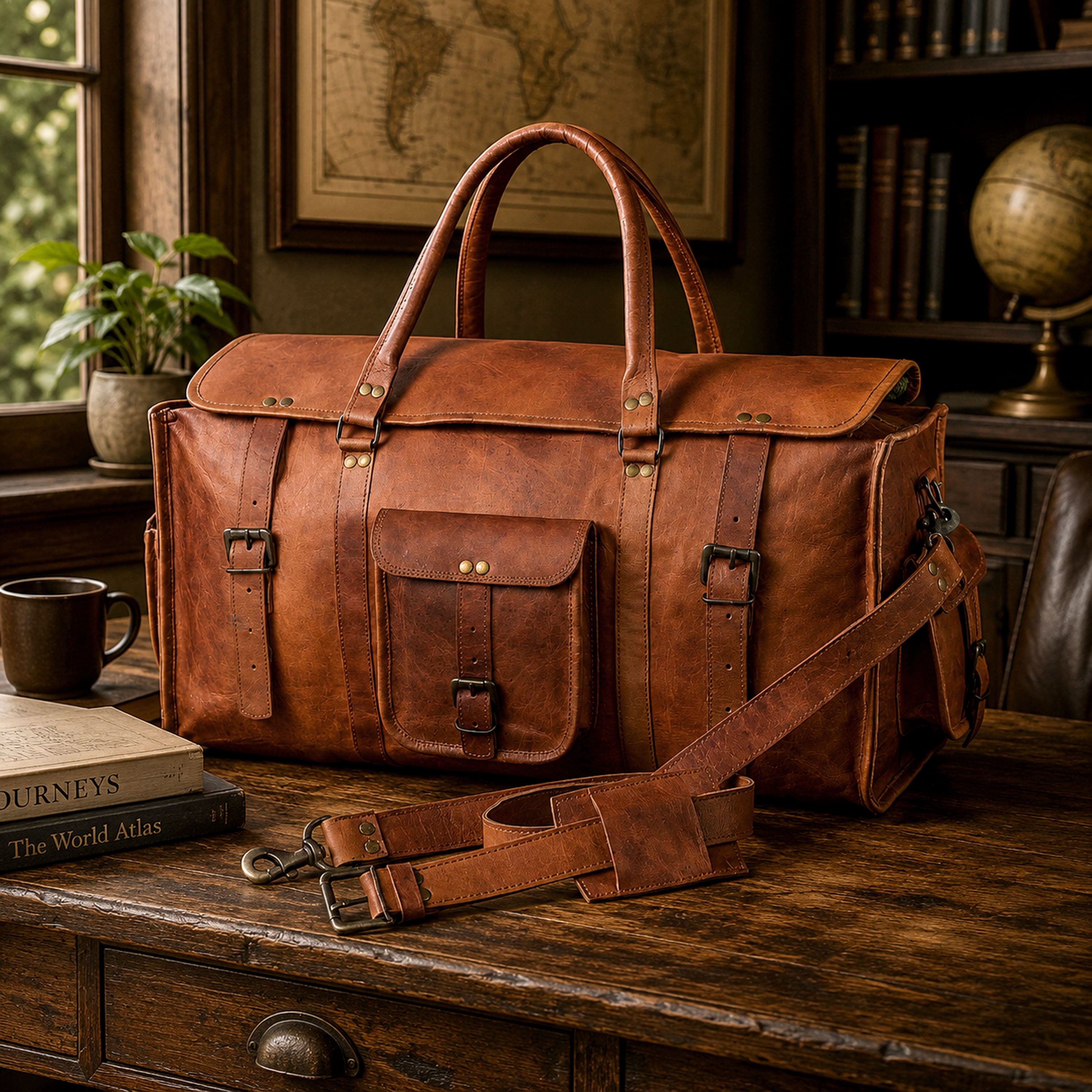 Aspen Leather Weekender Flap Duffle Bag