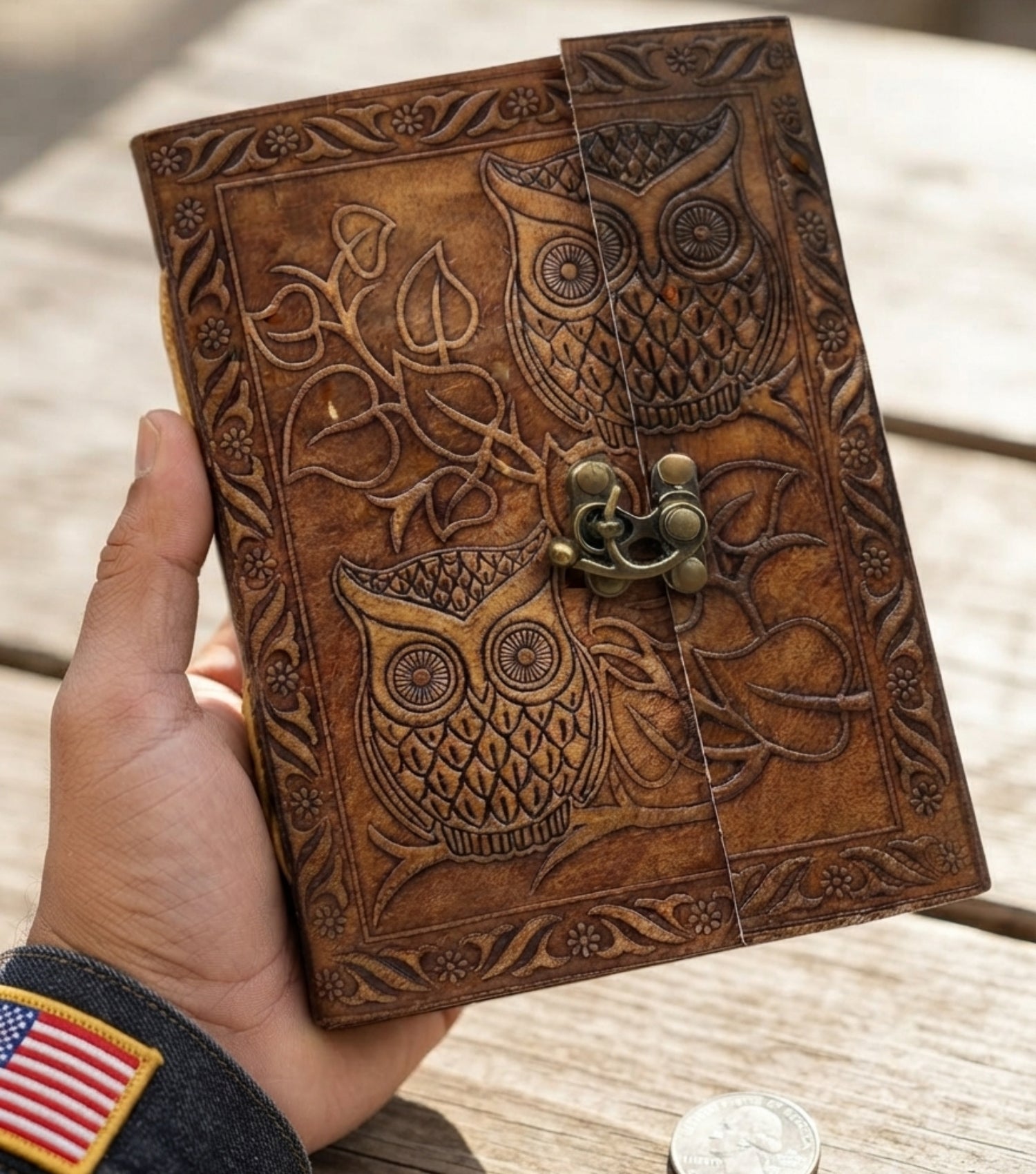 Leather Owl Embossed Leather Journal Notebook