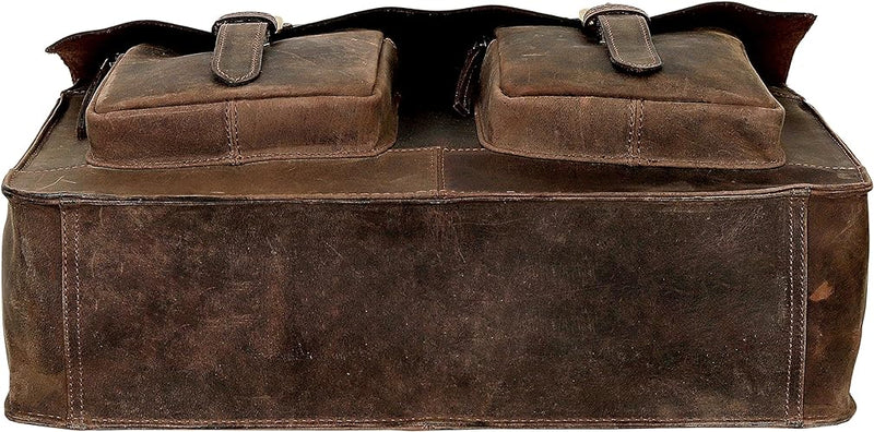 Classic 18-Inch Leather Briefcase: The Ultimate Laptop Messenger Bag for Office and College - Vintage Messenger Bag - Vintage Laptop bag