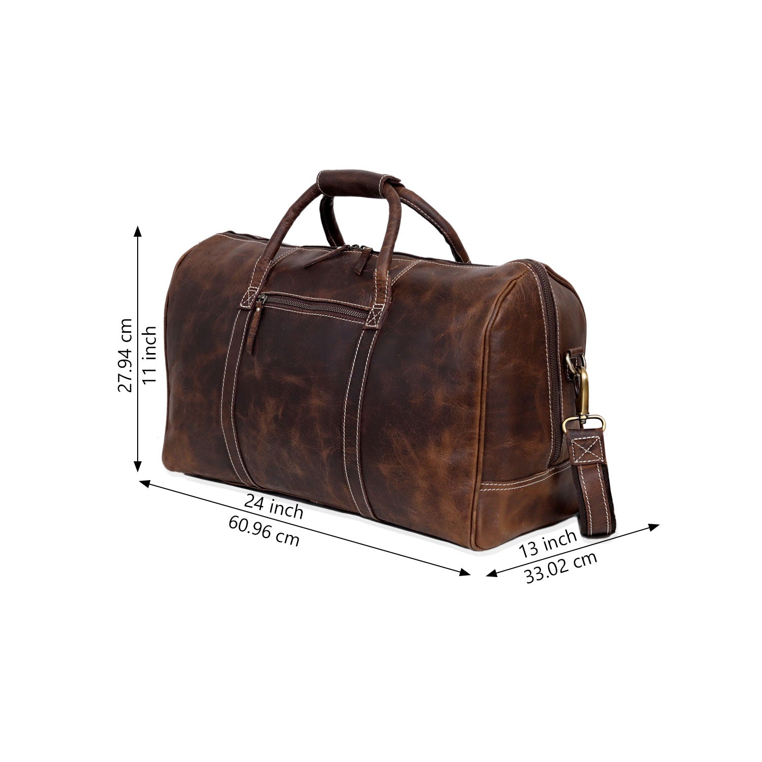 Roosevelt Brown Buffalo Leather Duffle Bag