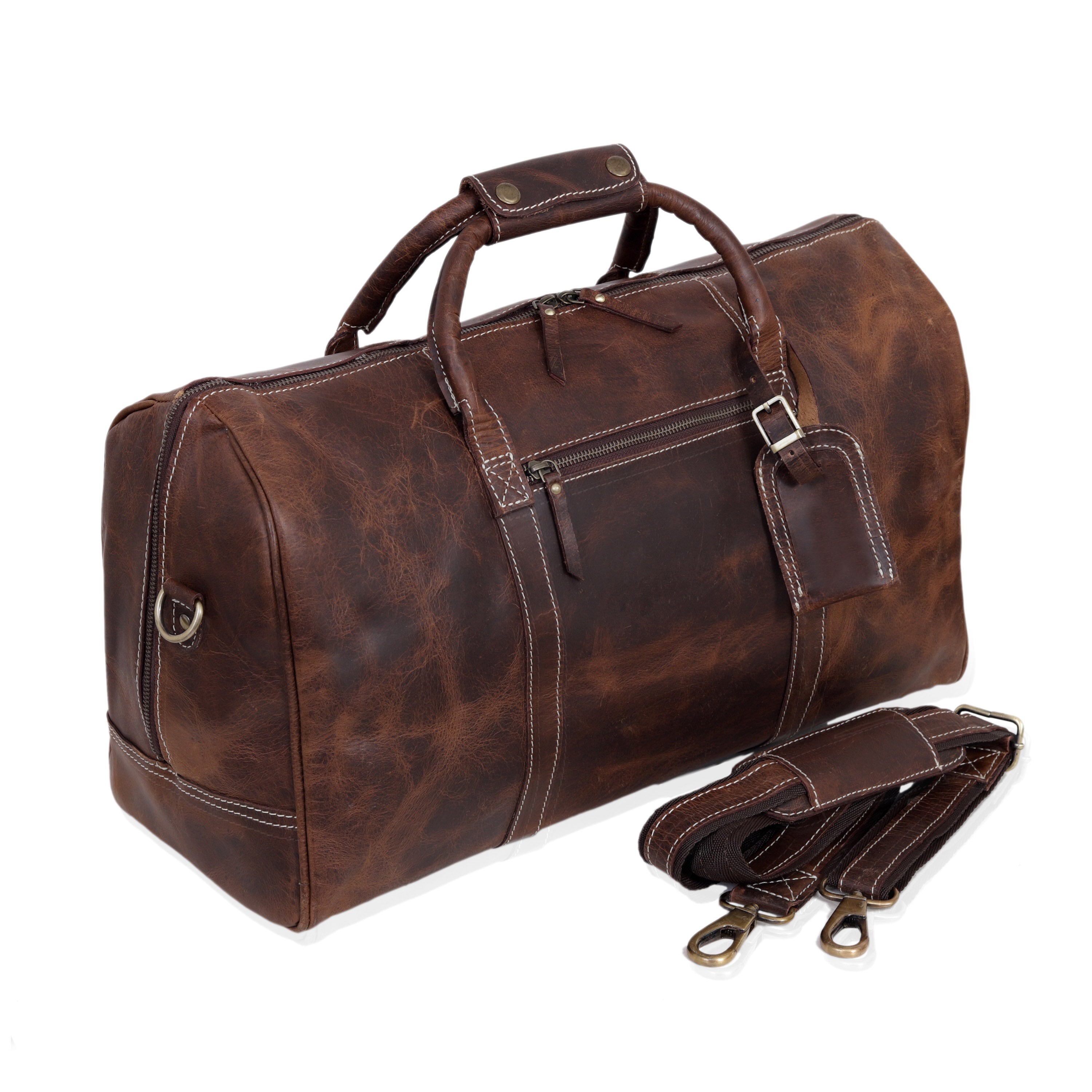 Roosevelt Brown Buffalo Leather Duffle Bag