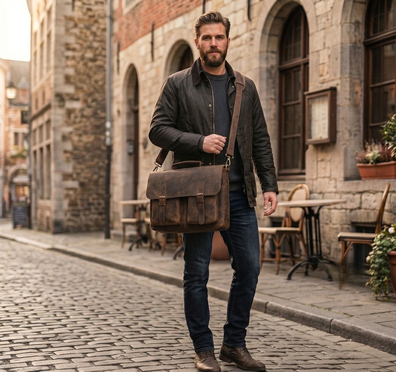 Austin Buffalo Hunter Leather Messenger Bag