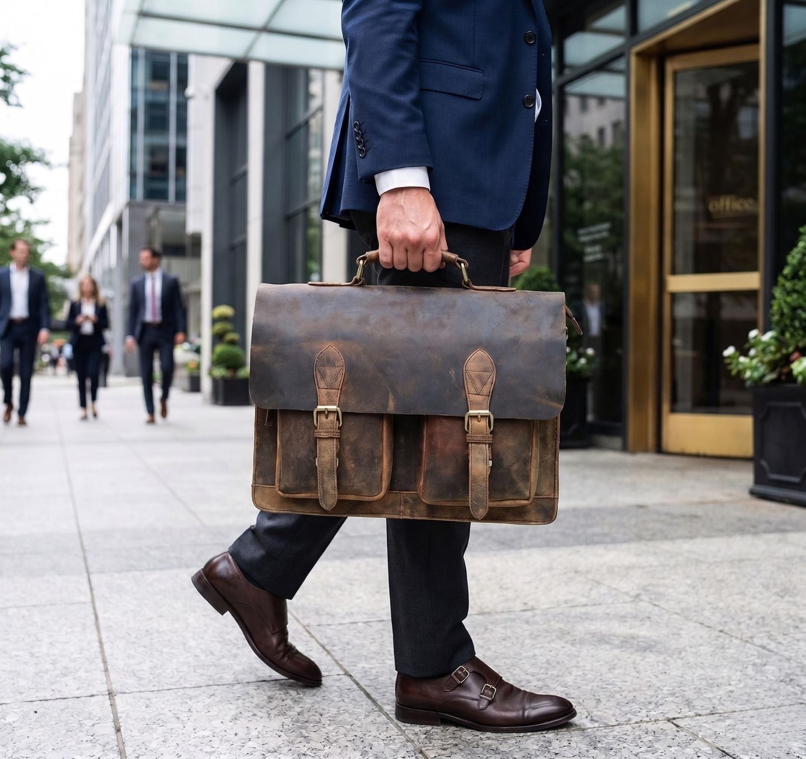 Harrison Buffalo Leather Briefcase Bag