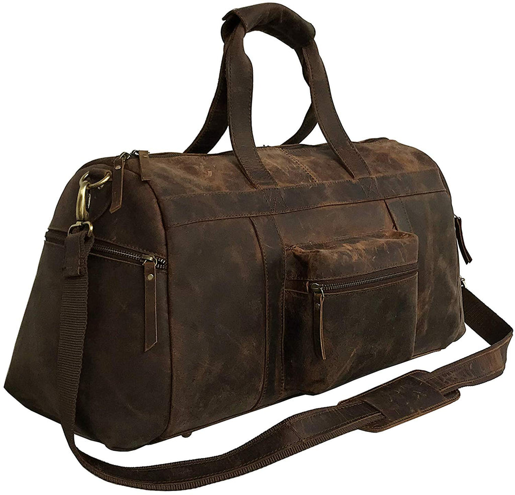 Handmade Leather Carry on Bag - Airplane Underseat Travel Duffel Bags