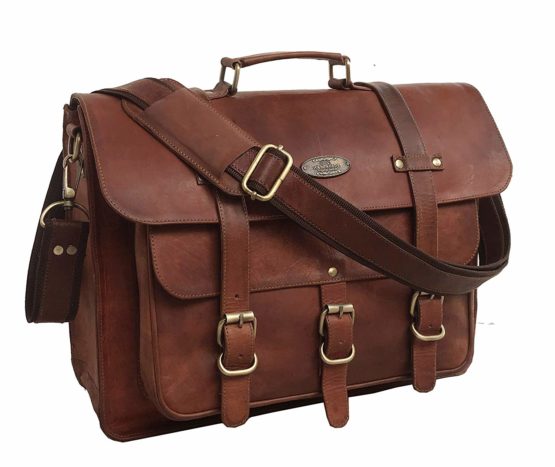 Messenger Bag Vintage Genuine Leather Briefcase Large Satchel Shoulder Bag Rugged Leather Computer Laptop Bag - cuerobags