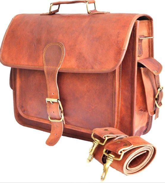 ONE LARGE POCKET DAKOTA BROWN LEATHER BAG | 16″ W x 12″ H x 5″ D - cuerobags