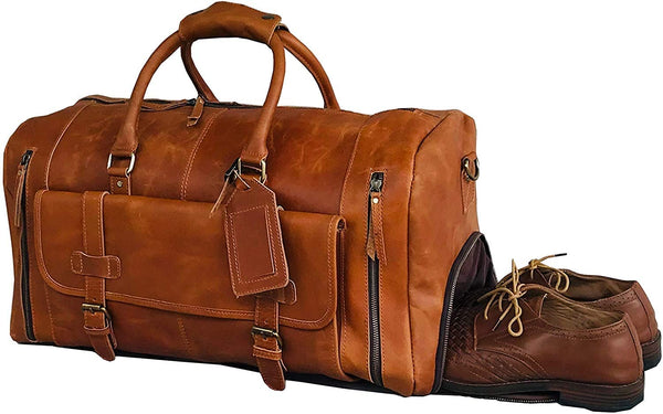 28" Large leather Travel Bag Duffel bag
