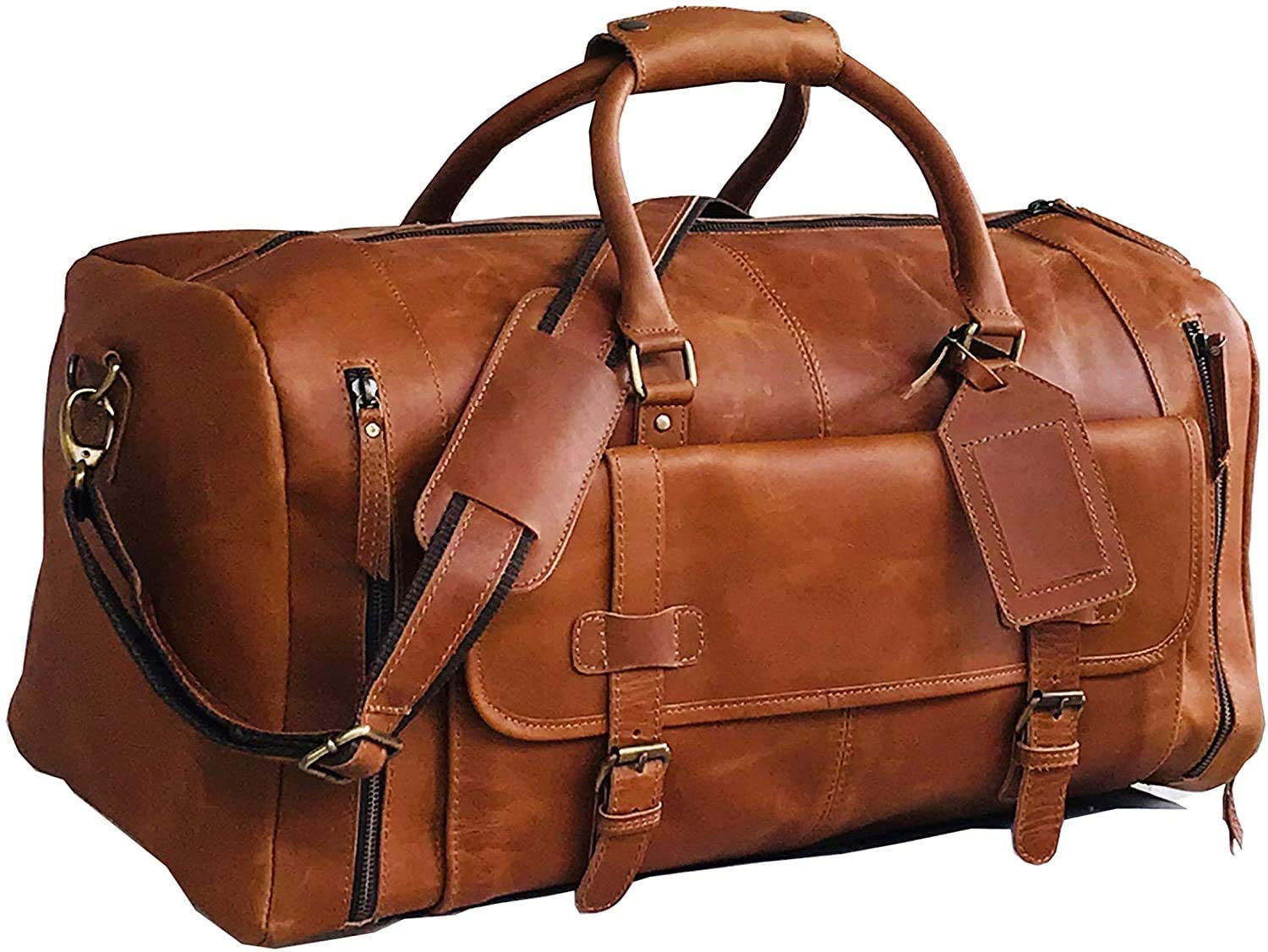 28'' Genuine Leather Travel Bag Large Duffle for Men