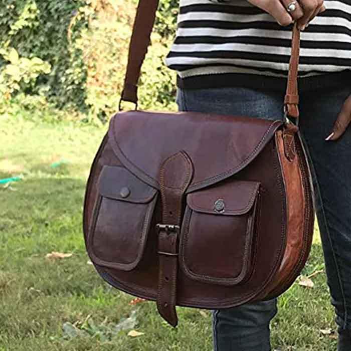 Bag Vintage Leather Shoulder Purse Brown Women Crossbody Satchel