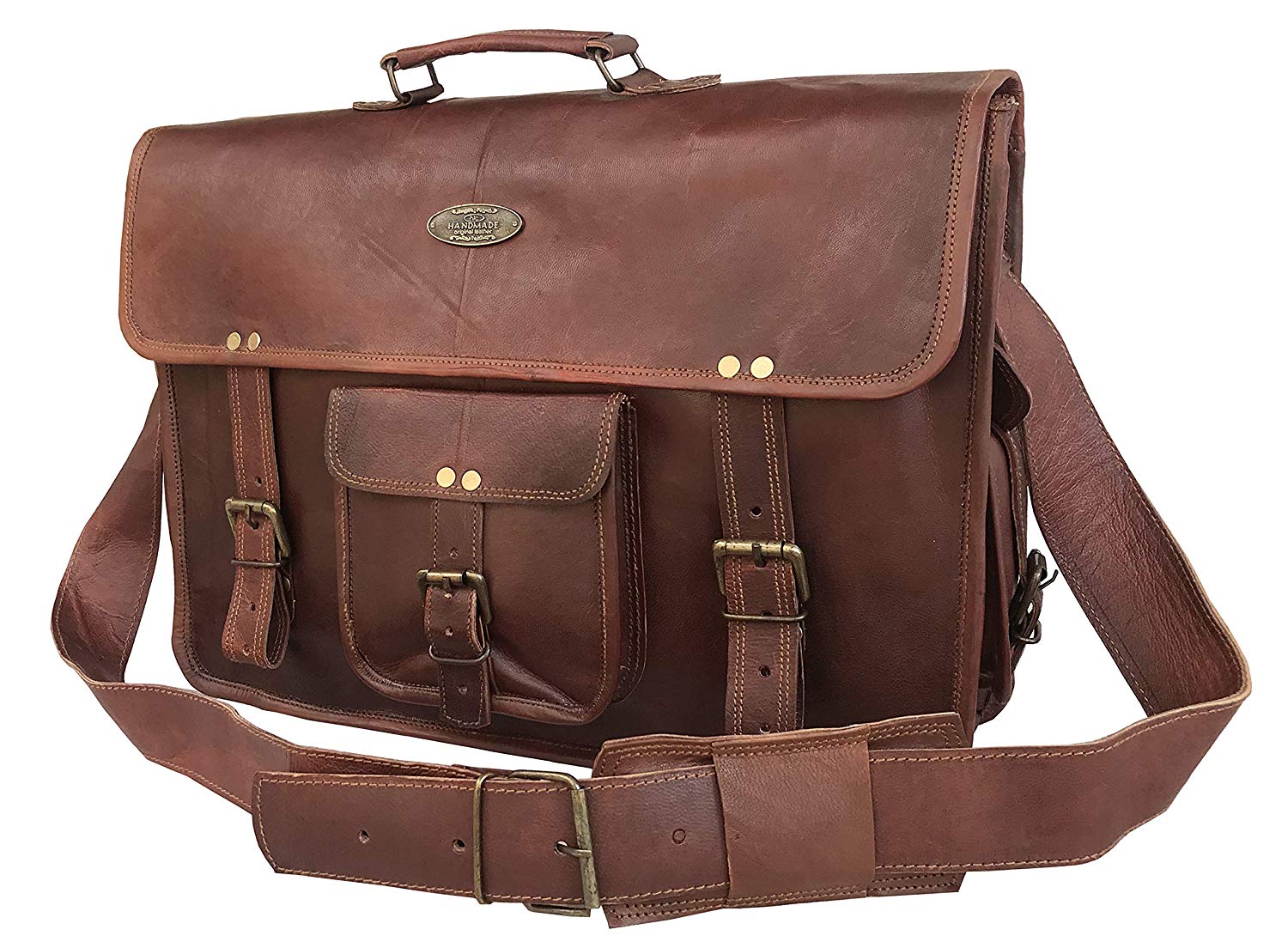 Leather Briefcase Large Messenger Shoulder Bag Rugged Leather Computer Laptop Bag - cuerobags