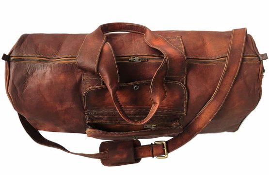 24 Inch Rustic Goat Real Leather Duffel bag Vintage Leather Bag Travel Bag Overnight Weekend Holdall Bag Brown Large Bag Luggage Bag - cuerobags
