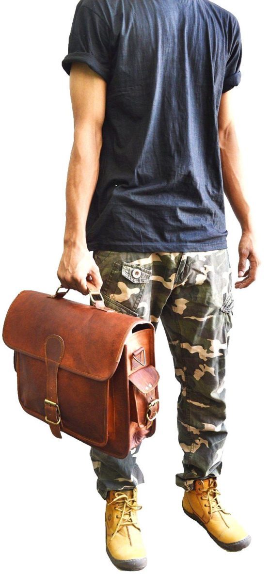 ONE LARGE POCKET DAKOTA BROWN LEATHER BAG | 16″ W x 12″ H x 5″ D - cuerobags