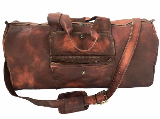 24 Inch Rustic Goat Real Leather Duffel bag Vintage Leather Bag Travel Bag Overnight Weekend Holdall Bag Brown Large Bag Luggage Bag - cuerobags