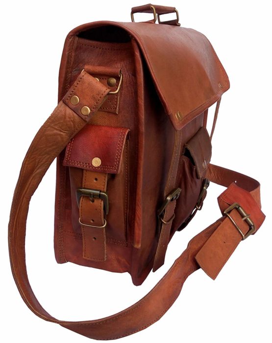 Unisex Real Leather Messenger Bag for Laptop Briefcase Satchel - cuerobags