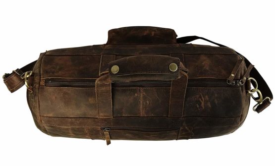 Genuine Leather Duffel | Travel Carry On Overnight Weekend Leather Bag | Sports Gym Duffel Holdall for Men and women (21" x 9" x 10.5" inches (Brown Color) - cuerobags
