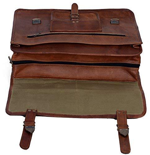 18 Inch Vintage Men's Brown Handmade Leather Briefcase Best Laptop Messenger Bag Satchel - cuerobags