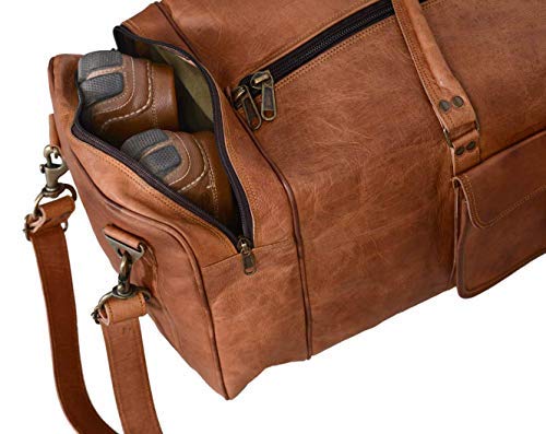Cuero Bags 30 Inch Large Leather Duffel Travel Duffle Gym Sports Overnight Weekender Bag (Single Pocket) - cuerobags