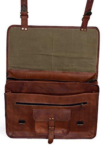 18 Inch Vintage Men's Brown Handmade Leather Briefcase Best Laptop Messenger Bag Satchel - cuerobags