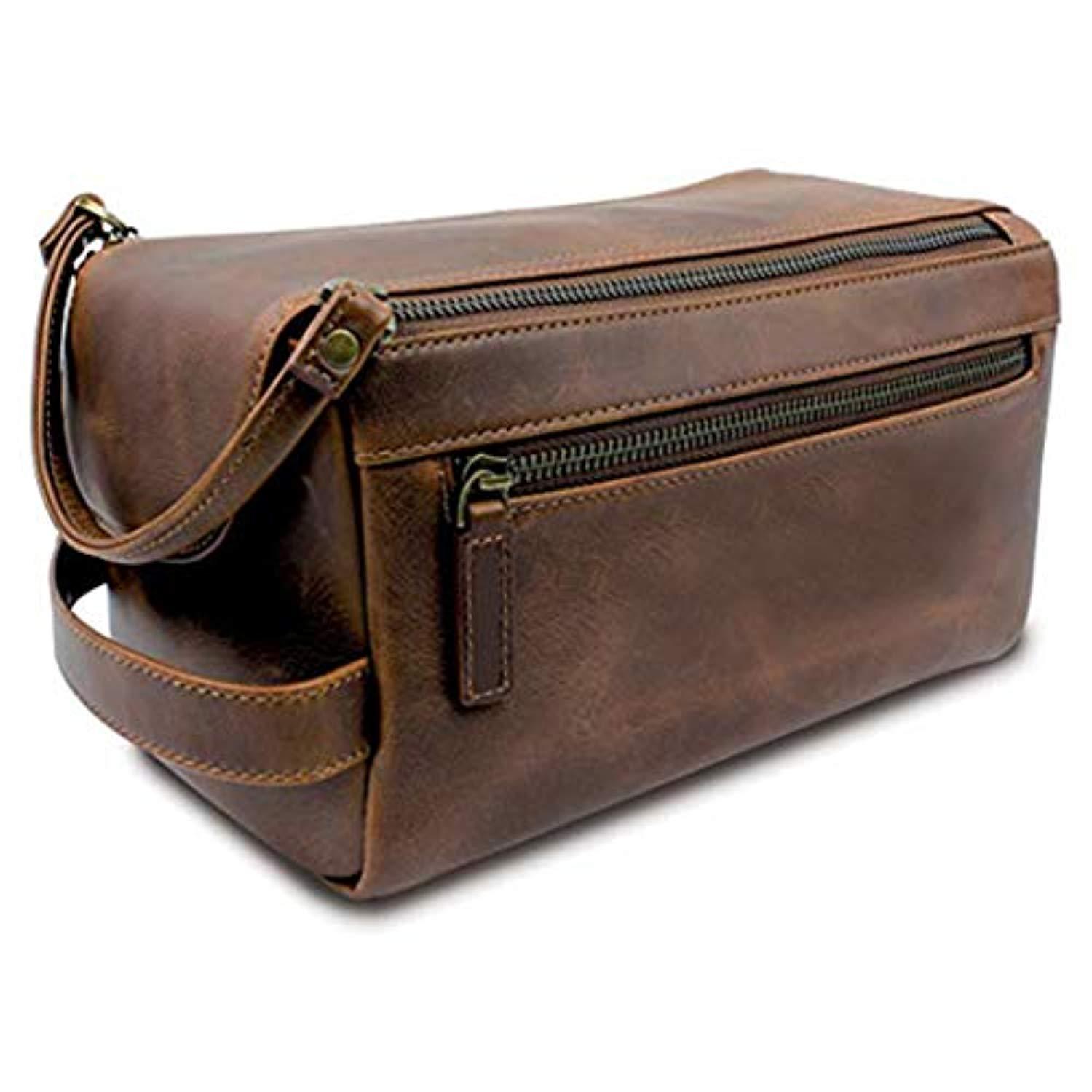 genuine buffalo leather unisex toiletry bag travel dopp kit Genuine Buffalo Leather Unisex Toiletry Bag Travel Dopp Kit Grooming and  Shaving Kit for Men Women