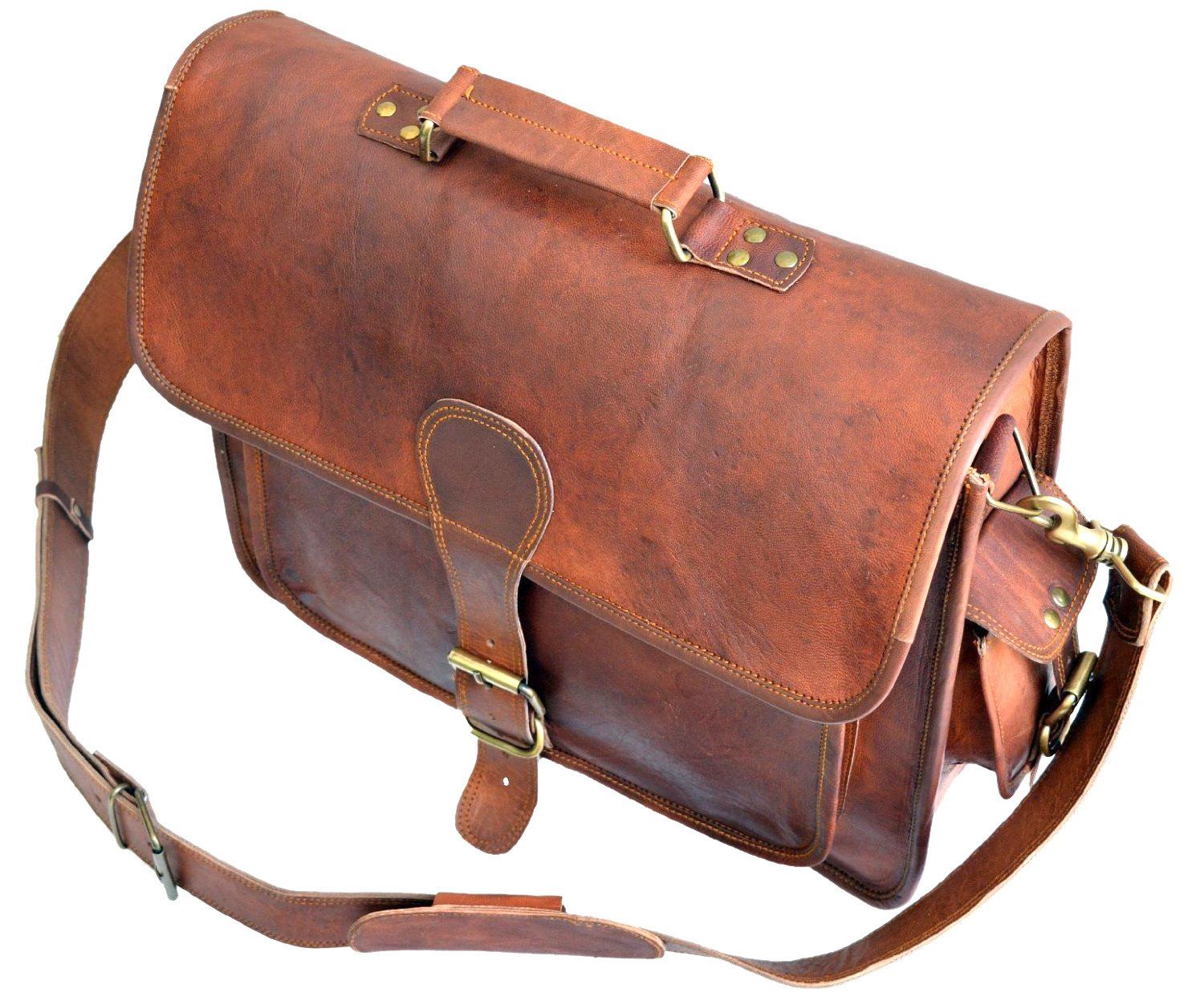 ONE LARGE POCKET DAKOTA BROWN LEATHER BAG | 16″ W x 12″ H x 5″ D - cuerobags
