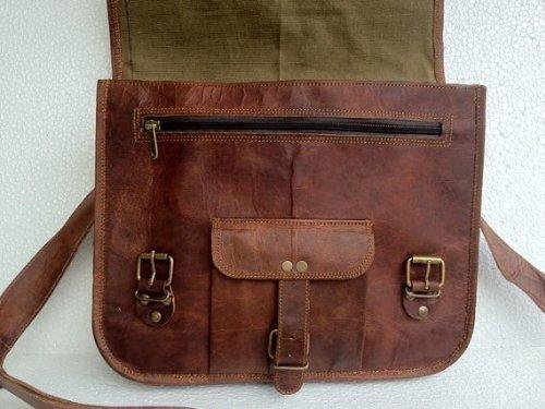 Leather Crossbody 14 Inch Sturdy Leather satchel iPad Messenger Bag for men  and women