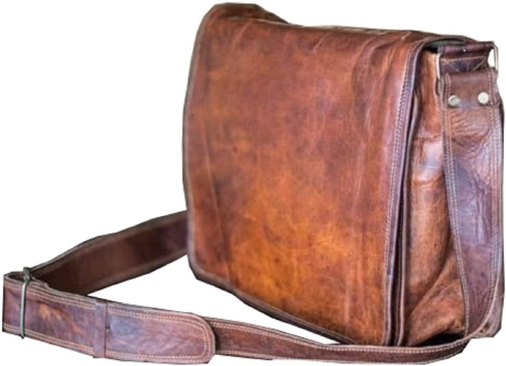 Womens Vintage Genuine Brown Leather Messenger Shoulder Cross Body Bag  Handmade