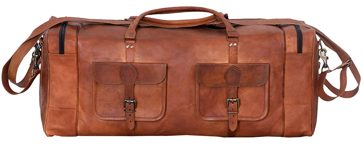 Leather Duffel Bag 30 inch Large Travel Bag Gym Sports Overnight Weekender Bag by Cuero Bags (30 inch) - cuerobags