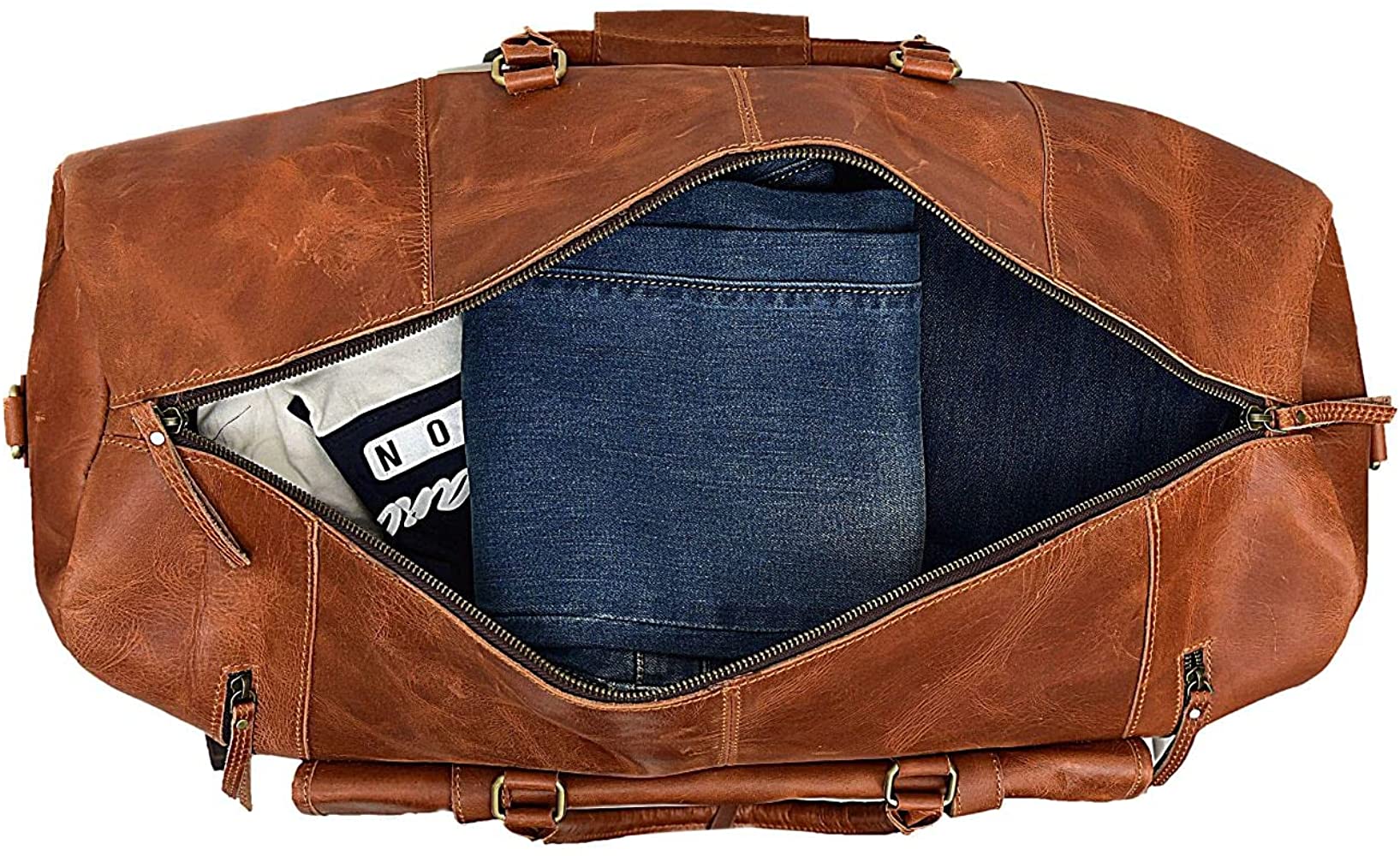 24" Large leather Travel Bag Duffel bag + Leather Toiletry Bag Travel Dopp Kit Made With High Class Buffalo Leather