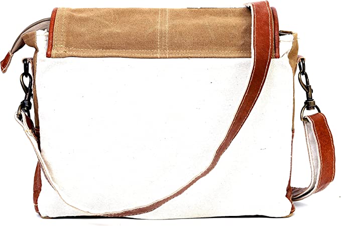 Upcycled Canvas Tote Messenger Shoulder Bag