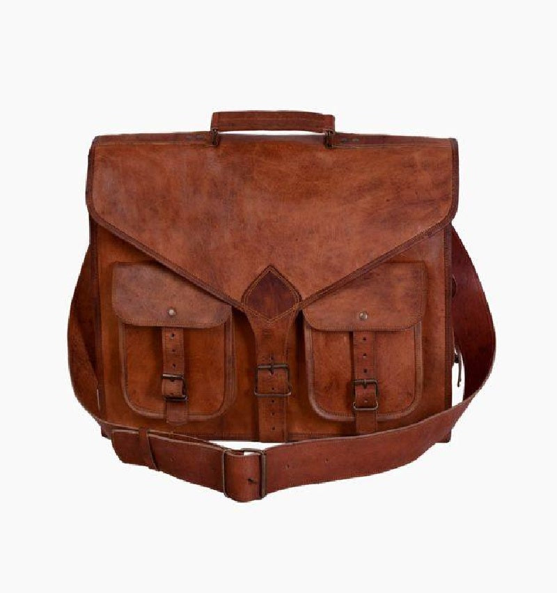 Men's Chestnut Leather Laptop Shoulder Bag – Leather Jacket Company