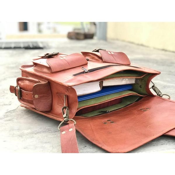 HANDMADE LEATHER BRIEFCASE SATCHEL FOR THE FASHIONISTA 15" | 16" | 18" - cuerobags