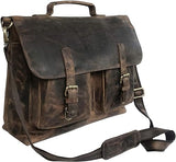 Vintage Elegance: 16-Inch Retro Buffalo Leather Messenger Bag for Office and College (Vintage Brown)