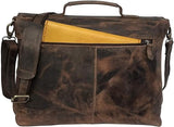 Vintage Elegance: 16-Inch Retro Buffalo Leather Messenger Bag for Office and College (Vintage Brown)