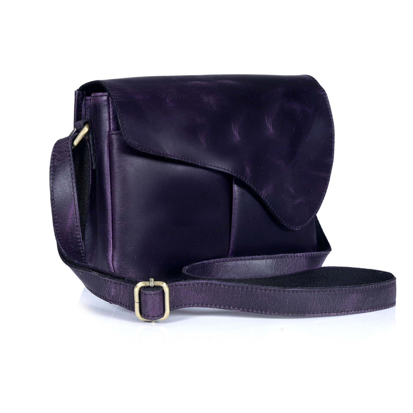 Chic Purple Leather Crossbody Bag