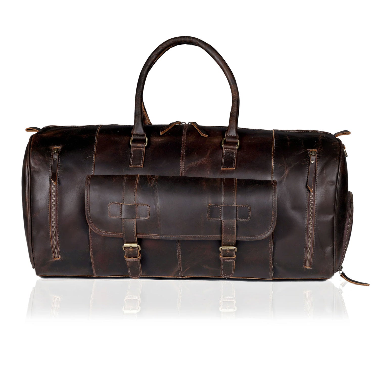 Denali Brown Shoe Leather Duffle Bag for Men