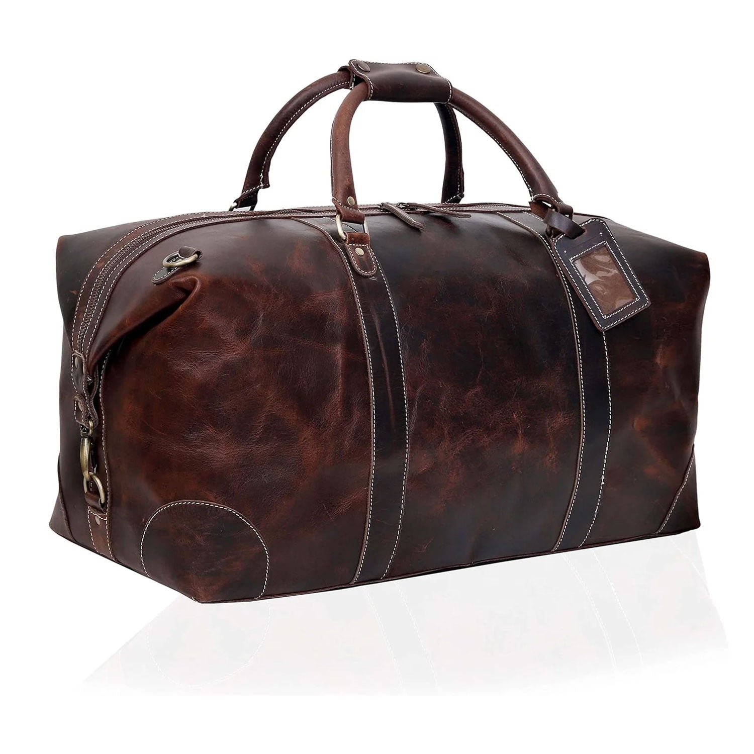 The Voyager Buffalo Leather Travel Duffel - Retro Brown