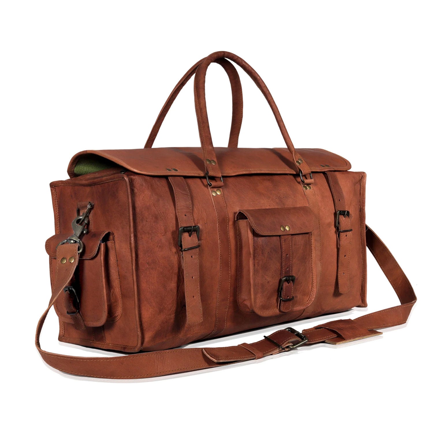 Aspen Leather Weekender Flap Duffle Bag
